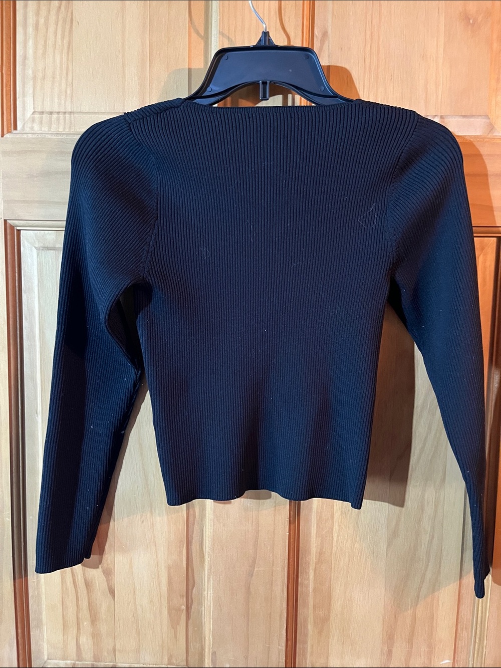 Ribbed Long Sleeve Black Knit Top